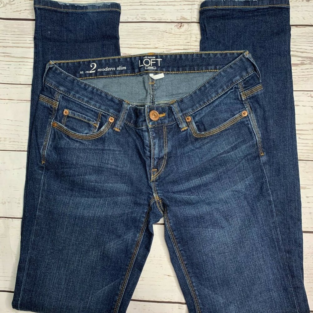 Ann Taylor Loft Womens Blue Straight Jeans Sz 26/2